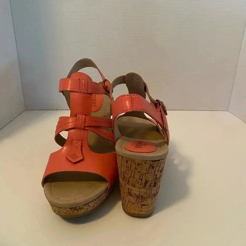SPERRY Dawn Day Coral wedges size 9 - Picture 3 of 8